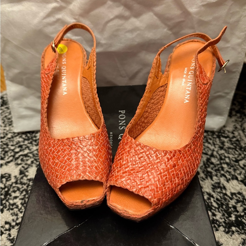Pons Quintana Orange Textured Heels